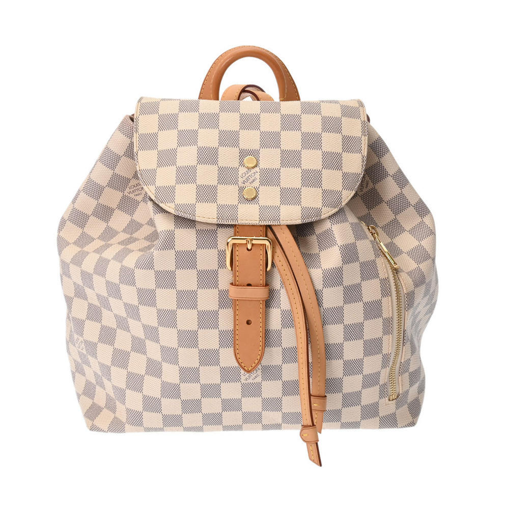 Louis Vuitton Damier Azur White Speronne Canvas Backpack Daypack